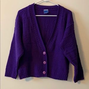 Vintage 1990s Girls Purple Cardigan Sweater | Kids L (14/16)